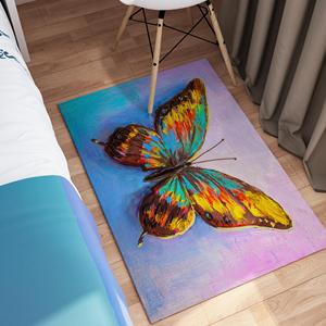 Alfombra con Pintura de Mariposas Coloridas, Alfombra Rosa, Alfombras Abstractas de Mariposas, Alfombra Estampada, Alfombra de Terciopelo de Lujo - Product Image 5
