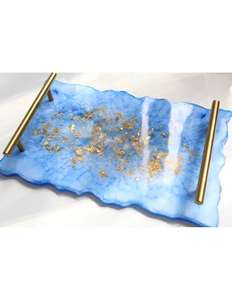 Bandeja Rectangular de Resina Epoxi 100% para Cocina con Lámina de Oro Bandeja para Servir Alimentos y Frutas PARA LA Bandeja de Resina Epoxi Más Vendida Oro - Product Image 3