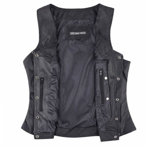 Tallas grandes manga larga transpirable ligero 100% cuero calidad profesional nueva llegada mujeres Biker chaleco - Product Image 5