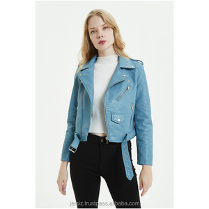 2024 Streetwear Custom Logo Ladies Biker Motorcycle <b>Jacket</b> 100% New Genuine Lambskin Leather Breathable Knitted for <b>Women</b> - Product Image 5