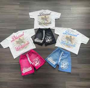 Conjunto Casual de Verano para Hombre de Dos Piezas, Chaqueta Cortavientos Transpirable Personalizada con Cremallera Reflectante y Pantalones Cortos de Punto - Product Image 1