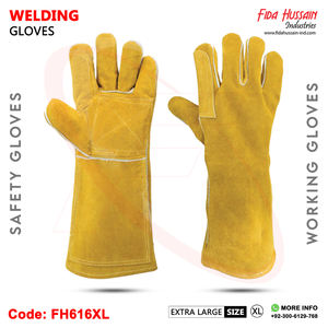 Guantes de trabajo de soldadura de cuero de vaca con puño largo más populares de 2024, guantes de soldador pesados al por mayor, guantes de cuero de Pakistán - Product Image 2