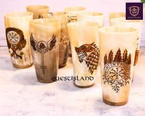 Verres à bière viking en corne de buffle noire de qualité supérieure, verre en corne naturelle par HANNAN HANDICRAFT - Product Image 1