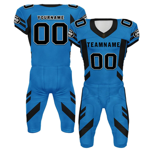 Conjuntos de Uniformes de Fútbol Americano Hechos de Poliéster, Ropa Deportiva de Color Azul, Kits de Uniformes de Fútbol Americano con Diseño y Talla Personalizados - Product Image 1