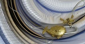 Hermosa mini cerradura de monasterio de peces de latón duradera e impermeable con dos llaves Diseño adornado de pátina natural - Product Image 6