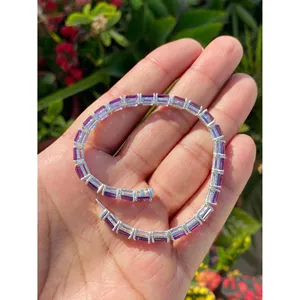 Pulsera de tenis de plata 925 con amatista de corte esmeralda, accesorio de moda - Product Image 2