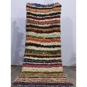 Auténtica Alfombra Marroquí Hecha a Mano, Boucherouite, Estilo Bohemio, Colorida, Vintage, Decoración Artesanal del Atlas - Product Image 1