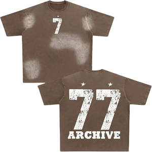 Las camisetas de manga corta desteñidas de gran tamaño para hombre más vendidas 100% algodón estambre letra gráfica Camisetas cuello redondo Casuales - Product Image 1