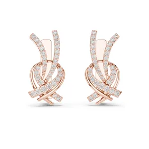 0.512 CT Lab Grown Diamond Crossover <b>Earrings</b> Round Brilliant Cut 18KT, 14KT, 10KT <b>Gold</b> & 925 Silver with Moissanite - Product Image 3