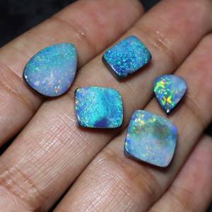 5 Piece Lot Natural Australian Opal Doublet Cabochon Fancy Shape Handmade Multi <b>Fire</b> High Quality Wholesale - Product Image 4