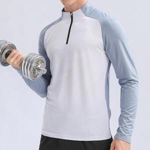 Venta al por mayor Activewear Nuevo Diseño Slim Fit Compresión ropa de gimnasio Manga larga completa Lujo ropa activa cuarto de camisa con cremallera para los hombres - Product Image 5