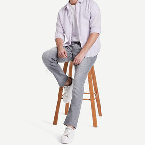 Haute qualité confortable hommes droit coton jean dernière conception bouton braguette Style décontracté respirant séchage rapide OEM Service vente - Product Image 3