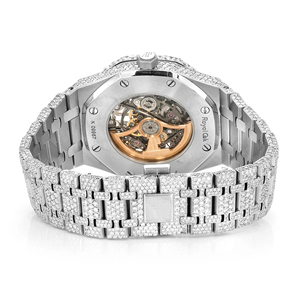 Montre à quartz avec lunette en moissanite pleine, cadran en verre, boîtier en acier inoxydable, unisexe, édition limitée - Product Image 5