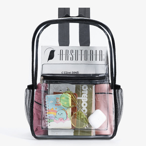 <span class=keywords><strong>Sac</strong></span> <span class=keywords><strong>à</strong></span> <span class=keywords><strong>dos</strong></span> pour collégiens en PVC transparent <span class=keywords><strong>renforcé</strong></span> rouge durable avec poches latérales en filet - Product Image 5