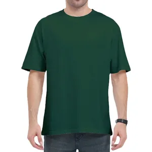 Camiseta de media manga Lisa granate de gran tamaño para hombre, alta calidad, 100% algodón, secado rápido, 220 GSM, punto largo, patrón 3D de talla grande - Product Image 4