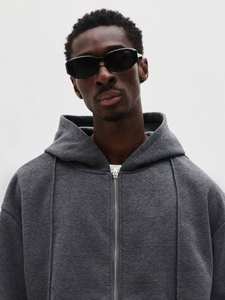 Ensemble de survêtement en molleton à capuche zippé en charbon de bois 420 g/m² avec design à coutures contrastées et pantalon de survêtement décontracté, streetwear d'hiver haut de gamme OEM - Product Image 3