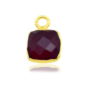 Dije de Piedra Preciosa de Granate Cuadrado de 8x8 mm, Facetado, Chapado en Oro, para Manualidades y Joyería - Product Image 3