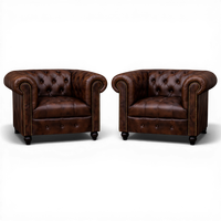 Ensemble de canapés Chesterfield en cuir de buffle AKKU ART EXPORTS |   Fauteuil vintage 1 place pour appartement, villa, salon |