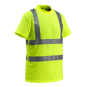 T-shirt de sécurité à fermeture éclair avec logo personnalisable, double bande réfléchissante, vêtement respirant en tissu maillé, icône personnalisable réfléchissante - Product Image 2