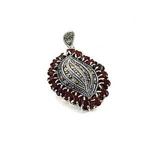 Pendentif en or pour femme avec grenat, marcasite, rubis, améthyste, émeraude, topaze, cristal, bijou charmant, cadeau - Product Image 3