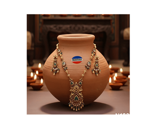 Hermoso Conjunto de Joyería Étnica Tradicional de Aleación Kundan, Collar y Aretes Chapados en Oro para Mujer, Opción de Regalo de Boda - Product Image 1