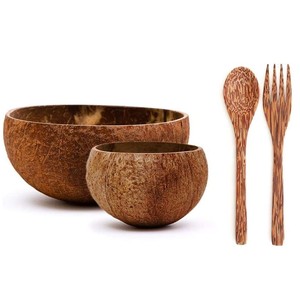 Custom Wholesale Natural <b>Coconut</b> <b>Shell</b> Bowls Set Biodegradable Disposable Dinnerware - Product Image 4
