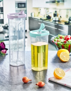 ขวดจ่ายน้ำมันแบบเป็นมิตรกับสิ่งแวดล้อม ขนาด 1 ลิตร ป้องกันการรั่วซึม ฝาปิดแบบพลิก ปลอดสาร BPA สำหรับเก็บน้ำมันปรุงอาหารในครัว น้ำสลัด น้ำส้มสายชู - Product Image 3