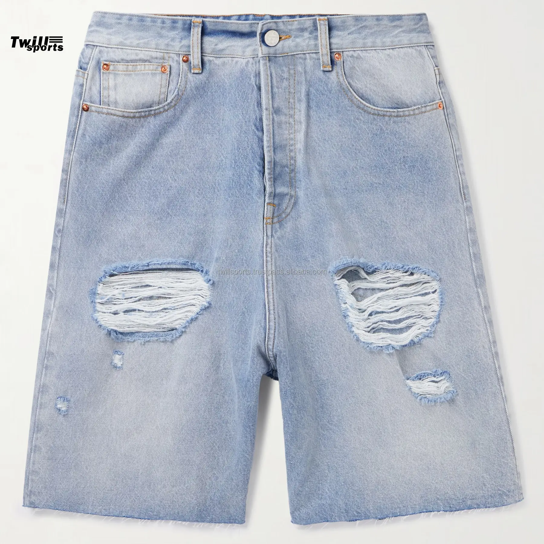 Migliore qualità su misura uomo 100% cotone dei pesi massimi jeans pantaloni larghi Jeans Jorts Skate Shorts 2024