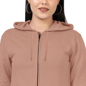 Sweat à capuche zippé pour femmes avec logo personnalisé Nouveau design Tissu tricoté en coton uni Saison d'hiver Imprimé à capuche Techniques Made in Pakistan - Product Image 2