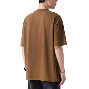 เสื้อยืดคอกลมปักลายขนาดใหญ่พิเศษสำหรับผู้ชาย ผ้าฝ้าย 100% สไตล์วินเทจ ระบายอากาศได้ดี รับผลิตแบบ OEM - Product Image 3