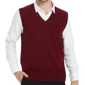 来样定做套头衫v领毛衣男士选择春季反科技风格高品质低价独特设计无袖毛衣