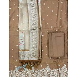 Unstitched Women's Chanderi Suit Hand Block Printed for a Unique Style - Product Image 1