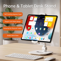 Support de téléphone portable rotatif à 360 degrés en métal, réglable en hauteur, support pour tablette PC, flexible pour la maison, le bureau, l'extérieur, pour tous les téléphones