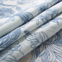 Nappe ronde à volants avec imprimé floral bleu, motif botanique, pour mariage, réception, salle à manger, vente en gros
