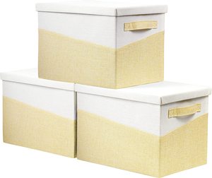 Linen Fabric Foldable <b>Storage</b> Boxes Organizer Containers <b>Baskets</b> Cube With Cover for Home Bedroom Closet Office Nursery OEM - Product Image 1