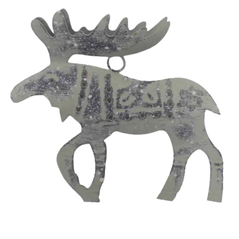Grosir Set 2 besi gantung rusa ukuran sedang marmer warna abu-abu logam gantung dinding untuk dekorasi Natal buatan tangan