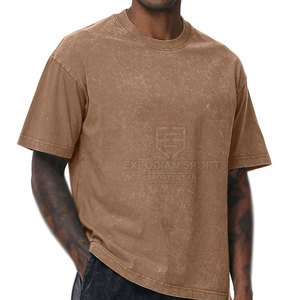 T-shirts pour hommes en coton 100% à l'aspect délavé, design tendance streetwear, couleur unie, surdimensionnés, écologiques, séchage rapide, respirants - Product Image 3