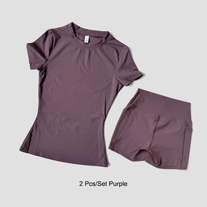 Shorts et haut de sport sans couture côtelés pour femmes Ensemble de sport/yoga 2 pièces Respirant Séchage rapide Spandex/Nylon - Product Image 6
