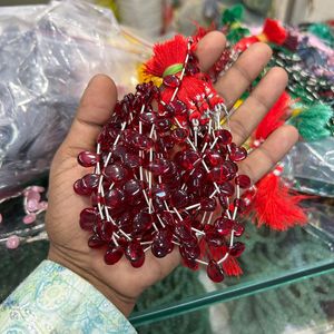 Piedras preciosas sueltas de Monalisa, cuentas en forma de lágrima en fibra óptica verde con piedras preciosas de corte ovalado natural - Product Image 4