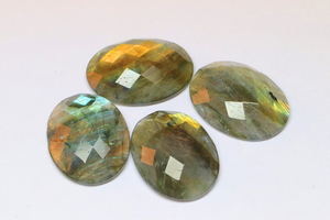 Labradorite Damier Ovale Dos Plat Pierre Multi Flashy Labradorite Pierre Libre Pour Bijoux 10x8mm à 20x15mm - Product Image 4