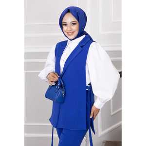 Conjunto de Dos Piezas, Chaleco y Hiyab, Elegante Estampado Floral, Tejido de Punto, para Mujer de Oficina, Ropa Formal y Casual para Musulmanas - Product Image 2