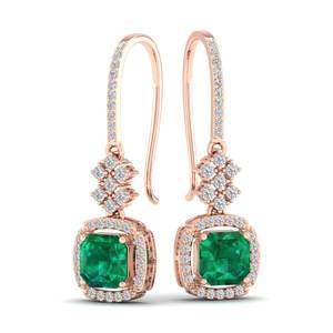 REYES Wholesale Price 14K Solid Gold Moissanite Wedding Jewelry Crystal Emerald Geometric Dangle Drop Bridal Jewelry Women Gift - Product Image 5