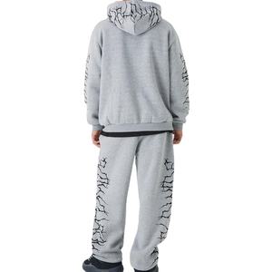 Wholesale Drawstring Hooded Winter <b>Men's</b> Tracksuit Pullover Activewear Custom Logo Cotton Fleece - Product Image 2