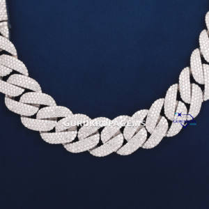 Premium Look 14KT oro blanco sólido Lab Grown Diamond Miami Cuban Link Chain Pass Diamond Tester collares para mujeres - Product Image 4