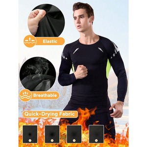 Camisa de manga larga de compresión personalizada transpirable para hombre, camiseta de entrenamiento de gimnasio ajustada para entrenamiento deportivo y atletismo - Product Image 4
