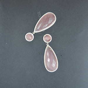 Diseño clásico de mujer Plata de Ley 925 melocotón Monalisa gota moda compromiso Stud CZ piedra preciosa para regalo al por mayor fina - Product Image 2