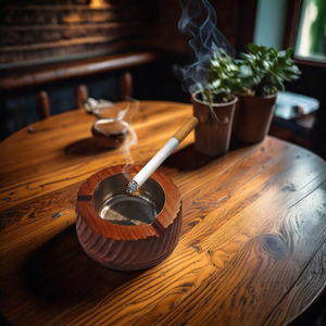 <b>Vintage</b> Wooden <b>Ashtray</b> for Home & Office Round Brown Premium Natural Wood Tabletop <b>Ashtray</b> for Living Room & Balcony - Product Image 2
