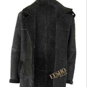 Veste en cuir de mouton de haute qualité pour hommes vêtements d'extérieur à capuche chauds d'hiver avec décoration en fourrure et logo avant - Product Image 1