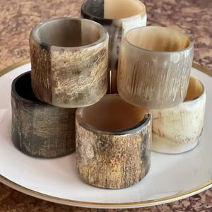 Rond de serviette en corne de buffle naturel Rond de serviette de luxe de haute qualité Fête de mariage Noël Halloween Pâques Stocké Nouvelle cuisine - Product Image 1