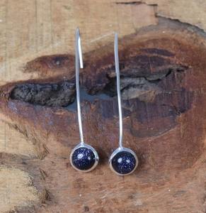 Pendientes de moda de piedra solar de Color azul de Plata de Ley 925, pendientes de piedras preciosas de piedra natal de junio, joyería hecha a mano, regalo para ella - Product Image 4